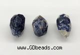 NGP9817 22*35mm - 25*40mm faceted nuggets sodalite gemstone pendants