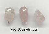 NGP9819 22*35mm - 25*40mm faceted nuggets rose quartz pendants