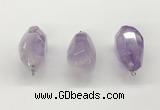 NGP9820 22*35mm - 25*40mm faceted nuggets lavender amethyst pendants