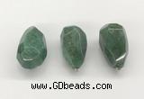 NGP9823 22*35mm - 25*40mm faceted nuggets green aventurine jade pendants