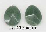 NGP9833 32*42mm - 35*45mm faceted nuggets green aventurine jade pendants