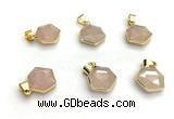 NGP9874 16mm faceted hexagon rose quartz pendant