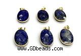 NGP9881 17*22mm faceted oval lapis lazuli pendant