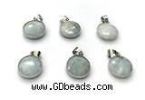 NGP9889 16mm faceted coin aquamarine pendant