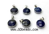 NGP9893 16mm faceted coin lapis lazuli pendant