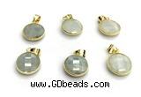 NGP9898 16mm faceted coin aquamarine pendant