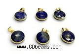 NGP9902 16mm faceted coin lapis lazuli pendant