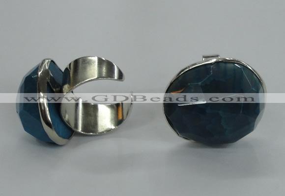 NGR04 18*25mm - 22*28mm faceted nuggets agate gemstone rings