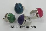 NGR05 18*25mm - 22*28mm faceted nuggets agate gemstone rings