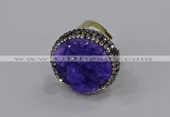 NGR1002 26mm - 28mm coin druzy quartz rings wholesale