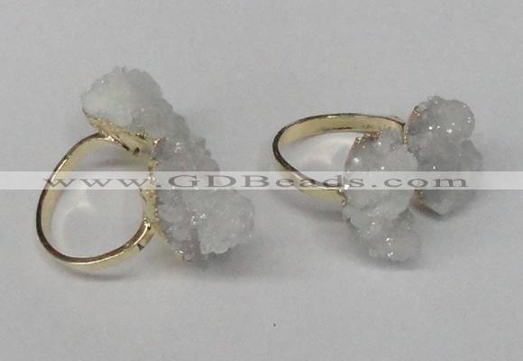 NGR101 13*18mm - 15*20mm nuggets plated druzy quartz rings