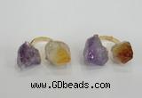 NGR102 13*18mm - 15*20mm faceted nuggets amethyst & citrine rings