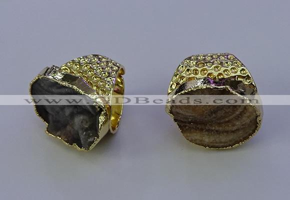 NGR1020 20*25mm - 25*35mm freeform druzy agate gemstone rings