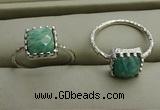 NGR1065 8*8mm square amazonite gemstone rings wholesale