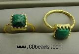 NGR1071 8*8mm square malachite gemstone rings wholesale