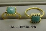 NGR1072 8*8mm square amazonite gemstone rings wholesale