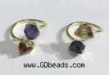 NGR1081 8*10mm - 10*12mm faceted nuggets Citrine & amethyst rings