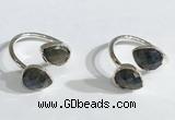 NGR1091 8*10mm faceted flat droplet labradorite rings wholesale