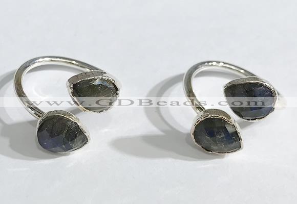 NGR1091 8*10mm faceted flat droplet labradorite rings wholesale