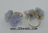 NGR11 15*20mm - 20*25mm nuggets plated druzy quartz rings