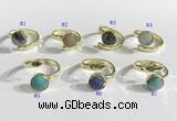 NGR1100 10mm faceted coin  mixed gemstone rings wholesale