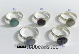 NGR1103 10mm faceted coin  mixed gemstone rings wholesale