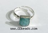 NGR1105 10mm faceted square  amazonite gemstone rings wholesale