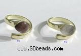 NGR1106 8*10mm faceted flat droplet  mixed gemstone rings wholesale