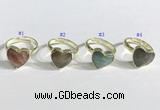 NGR1107 13mm faceted heart  mixed gemstone rings wholesale