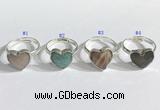 NGR1108 13mm faceted heart  mixed gemstone rings wholesale