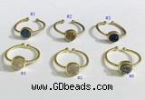 NGR1114 8mm coin  druzy agate gemstone rings wholesale