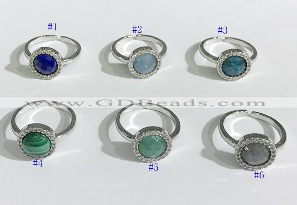 NGR1133 11mm flat round mixed gemstone gemstone rings wholesale