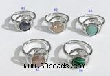 NGR1136 7mm - 11mm flat round mixed gemstone gemstone rings wholesale