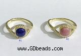 NGR1138 7mm flat round mixed gemstone gemstone rings wholesale