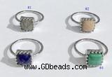 NGR1140 10mm square  mixed gemstone rings wholesale