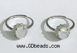 NGR1142 6*8mm oval white moostone gemstone rings wholesale