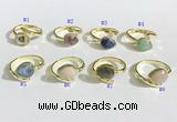 NGR1143 8*10mm faceted flat droplet mixed gemstone rings wholesale