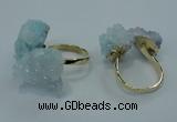 NGR12 15*20mm - 20*25mm nuggets plated druzy quartz rings