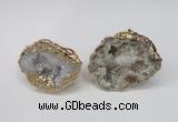 NGR126 30*40mm - 35*45mm freeform plated druzy quartz rings