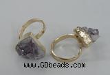 NGR135 15*20mm - 18*25mm freeform plated druzy amethyst rings