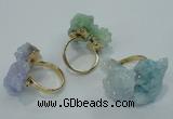 NGR15 15*20mm - 20*25mm nuggets plated druzy quartz rings