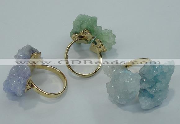 NGR15 15*20mm - 20*25mm nuggets plated druzy quartz rings