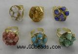 NGR181 25*30mm druzy agate gemstone rings wholesale