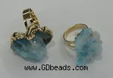 NGR19 18*25mm - 25*30mm nuggets plated druzy quartz rings