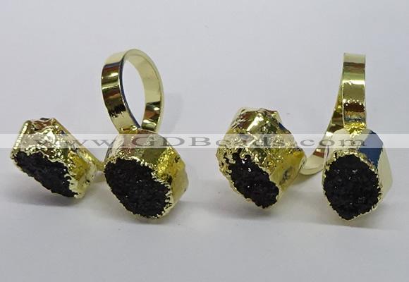 NGR192 10*14mm - 15*20mm oval druzy agate gemstone rings