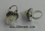 NGR2003 25mm flower druzy quartz rings wholesale