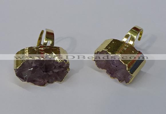 NGR210 15*25mm - 18*30mm oval druzy amethyst rings wholesale