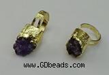 NGR2121 12*16mm - 15*18mm freeform druzy amethyst gemstone rings