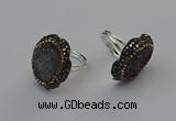 NGR2130 22*28mm - 22*30mm flower plated druzy agate rings