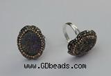 NGR2132 22*28mm - 22*30mm flower plated druzy agate rings